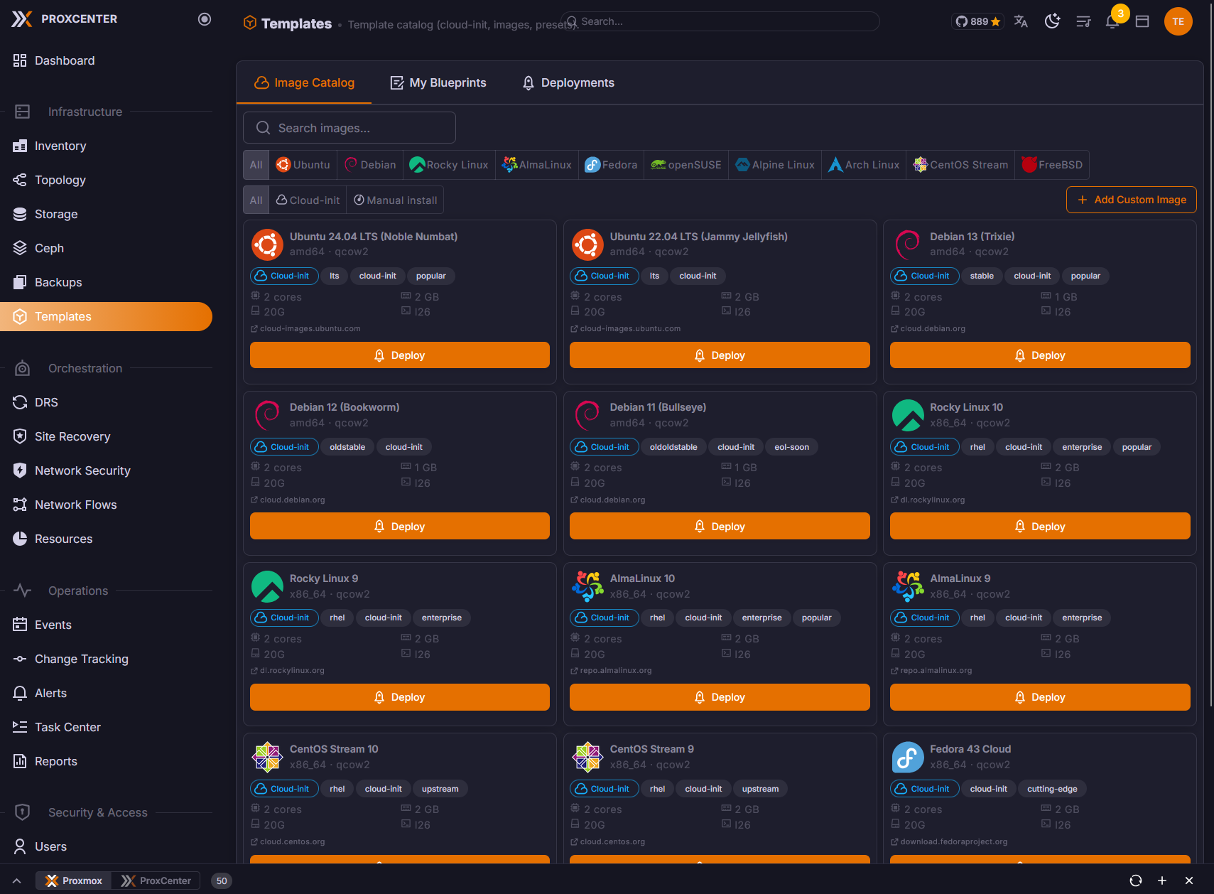vDC self-service deployment wizard for creating tenant virtual machines from approved sources